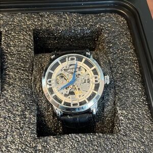 Stuhrling Original Skeleton Watch - Silver and Black